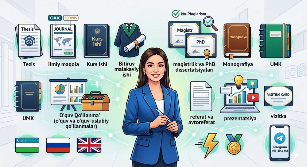 Akademik yordam: Dissertatsiya, BMI, UMK, Maqola, Tezis tayyorlash