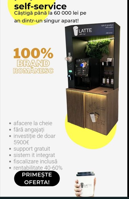 Aparat cafea vending profesional – tip LATTE – gata de utilizare
