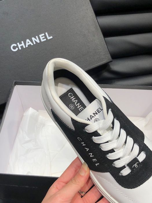 Adidasi Chanel CC Logo Low-Top Sneakers White/Black