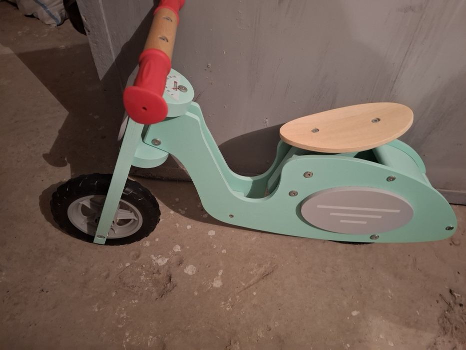 Bicicleta din lemn fara pedale, olive, Little Dutch