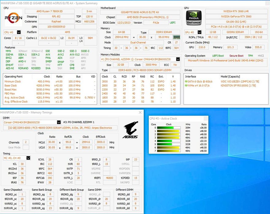 64GB DDR5 (2×32GB) CORSAIR Vengeance CL30 6000MHz EXPO - В гаранция