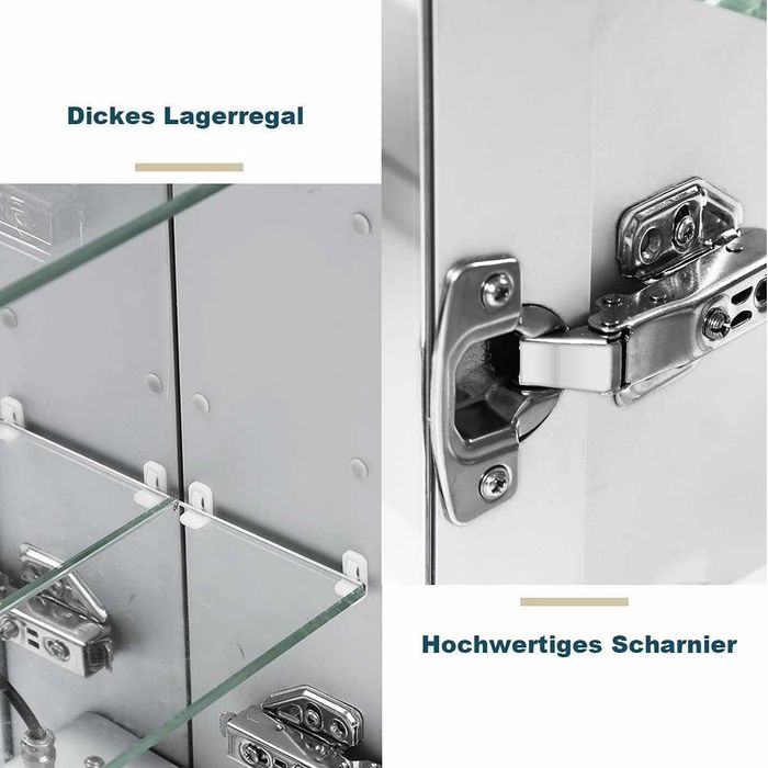 Шкаф за баня с огледало и една врата с ЛЕД LED осветление алуминий