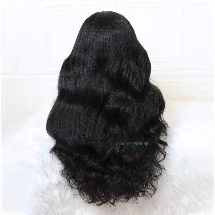 Черна чуплива перука с дантела лейс фронт lace front 70 см