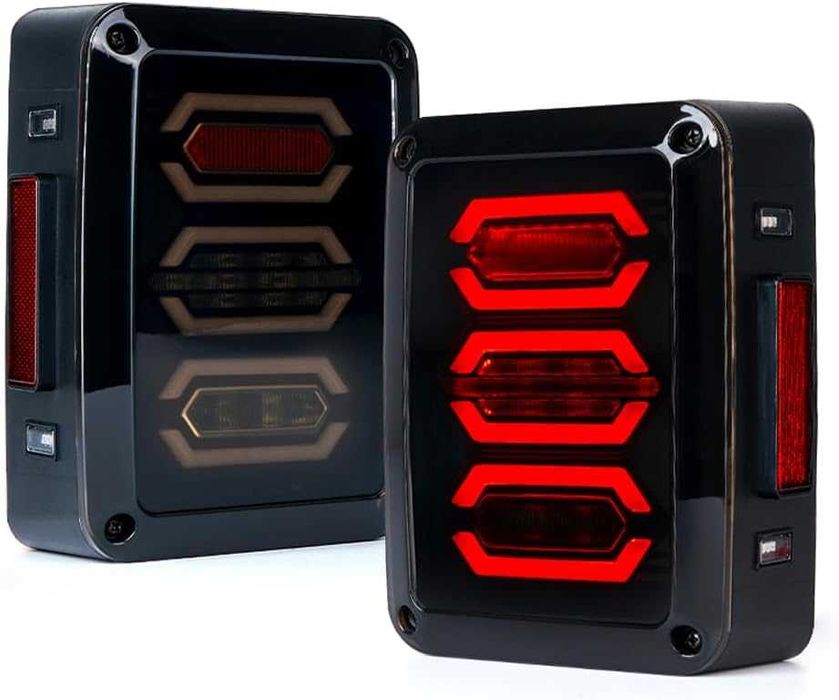 Stopuri LED Jeep Wrangler JK/JKU 2007–2018 – Lentilă Fumurie,