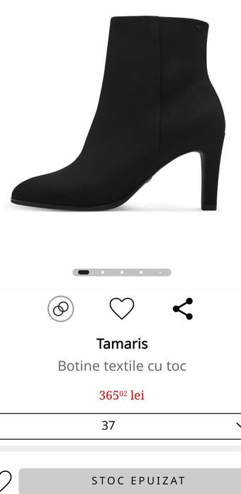 Botine Tamaris negre 37 casual cocktail office