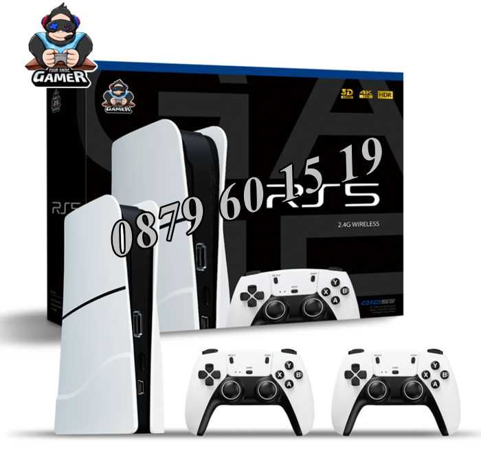 Игрова конзола RS5, 45 000+ игри, Два безжични джойстика, 4K HD