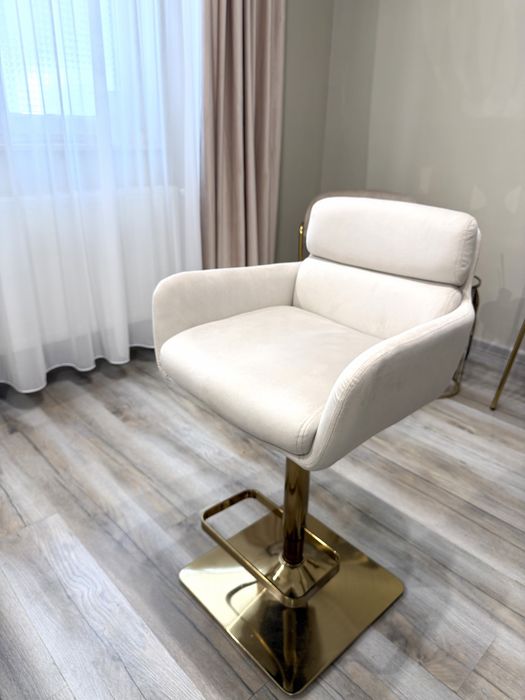 Scaun makeup, salon catifea bej auriu