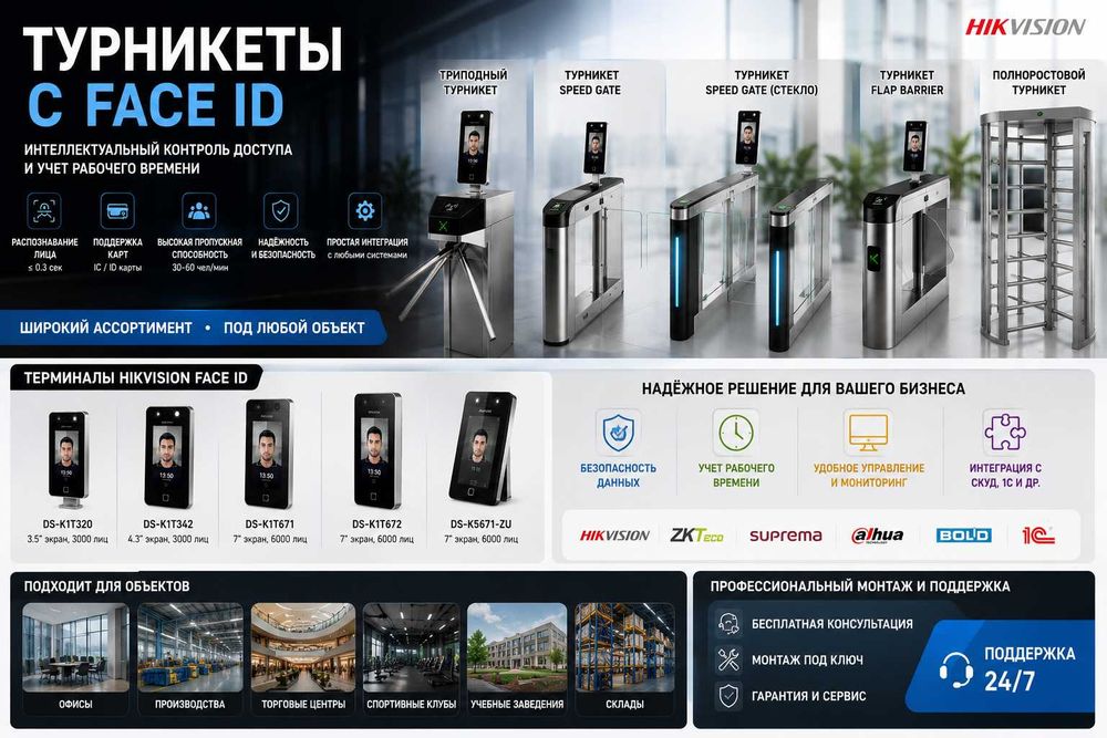 Hikvision Face ID turniketlari – kirishni nazorat qilish tizimi