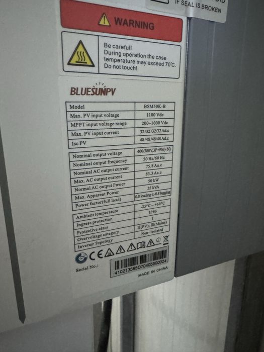 Ongrid мрежов инвертор Bluesun BSM50K-B