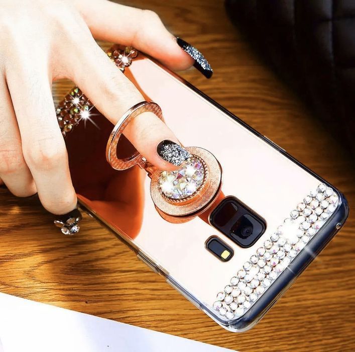 Husa oglinda, pietricele + inel pt. Samsung Galaxy S9 , S9+ , S9 Plus