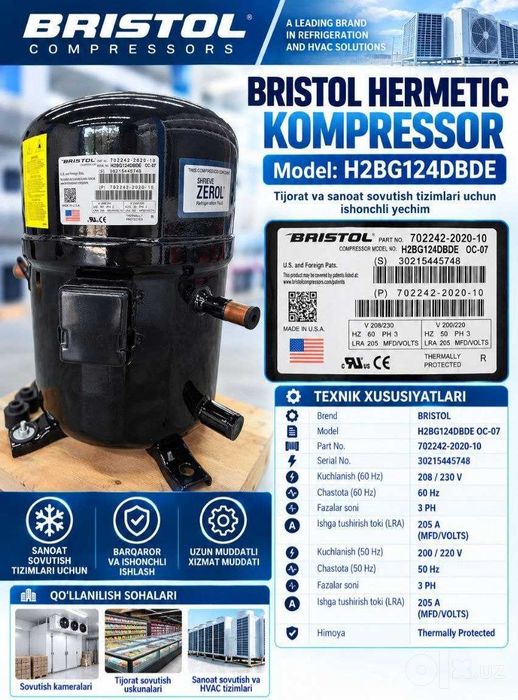 Компрессор Bristol Hermetic H2BG124DBDE