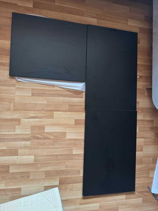 Електрическо бюро, L-образно с регулируема височина 160×120 см – черно