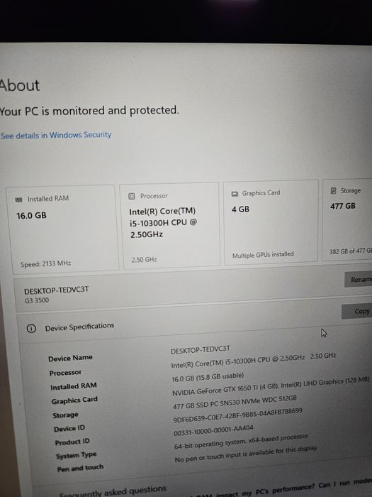 Laptop gaming dell g3 i5 16gb
