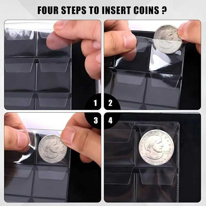 класьор за 480 броя монети до 30 мм. - Екокожа с цип