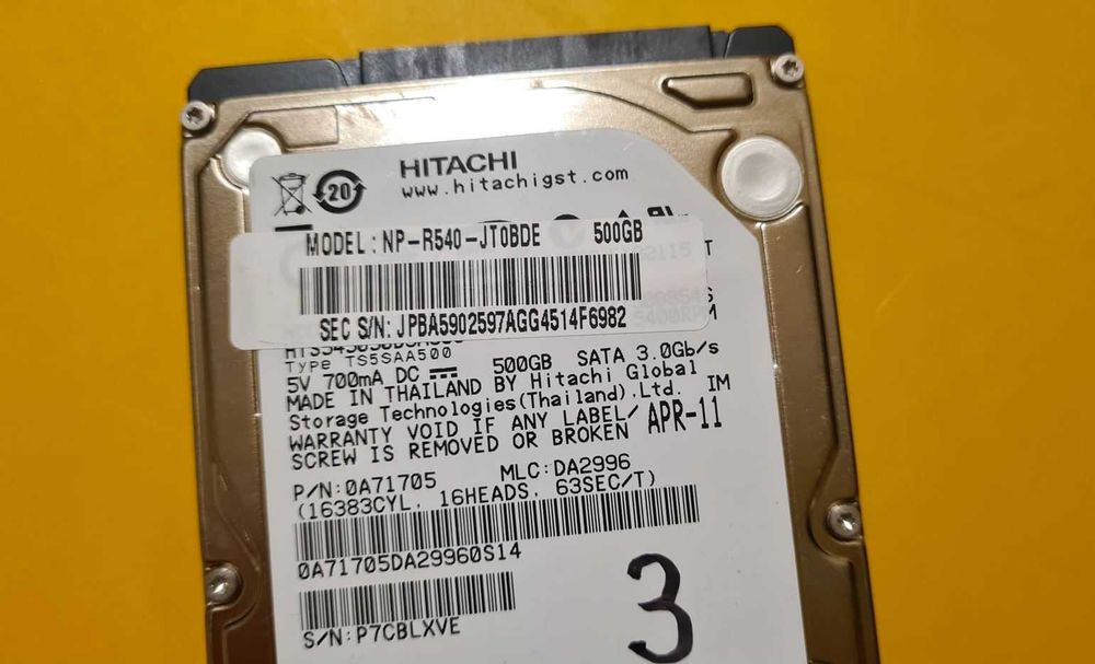 3.HDD Hard Disk Laptop Hitachi 500Gb 5400rpm 8MB SATA II
