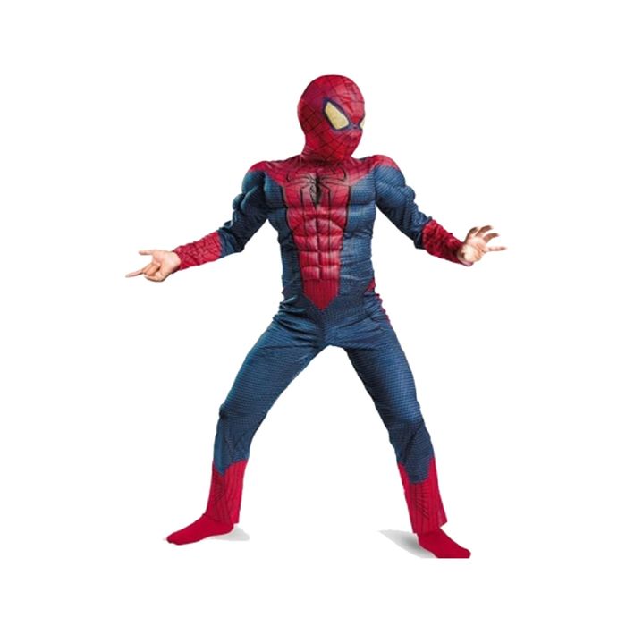 Set costum Spiderman cu muschi si manusa cu ventuze, figurina,marime S