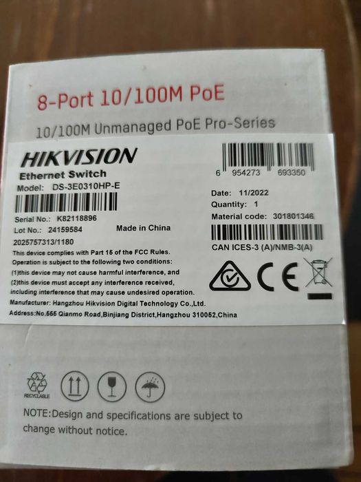 Hikvision PoE Switch DS-3E0310HP-E