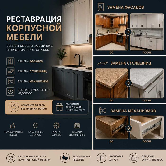 Рестоврация кухни шкафы