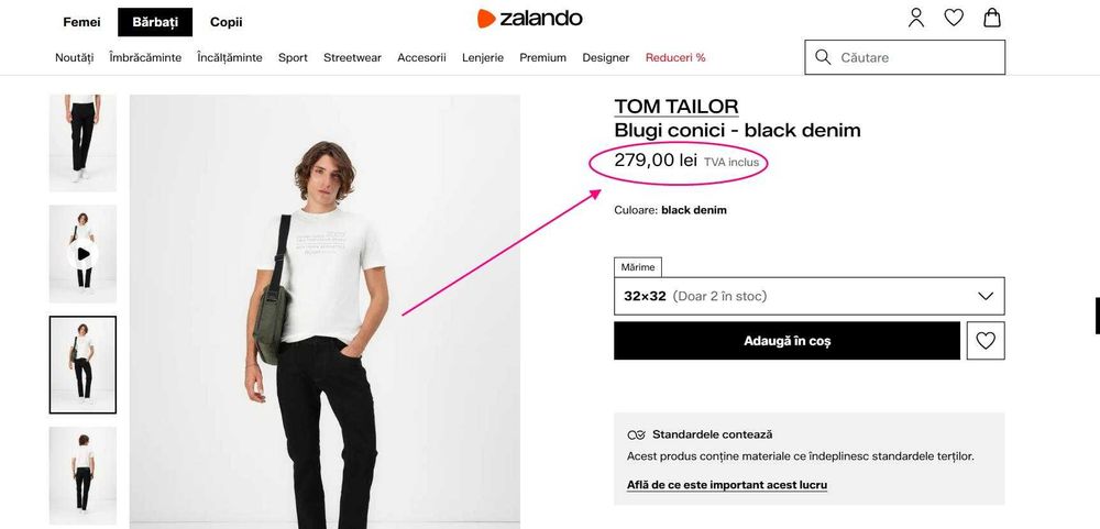 Blugi Tom Tailor Kate Slim,Negru Barbati