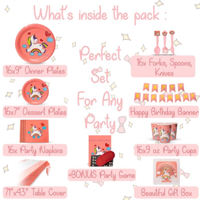 Set complet petrecere unicorn 16 persoane