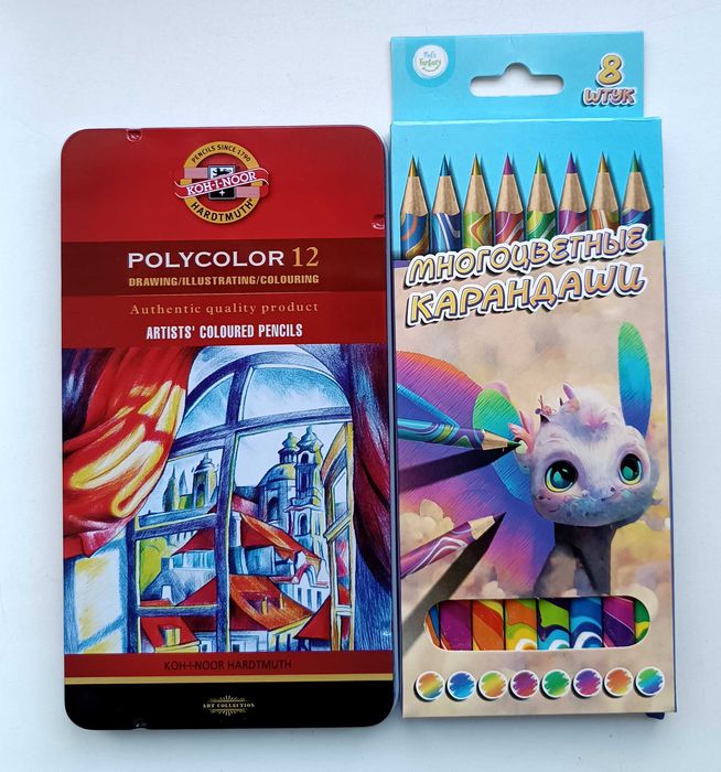 Цветные карандаши, два набора