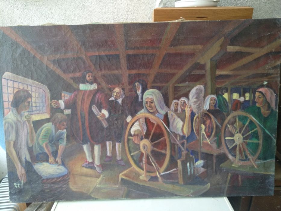 Продавам антикварна картина Средновековни крепостни мотиви 4