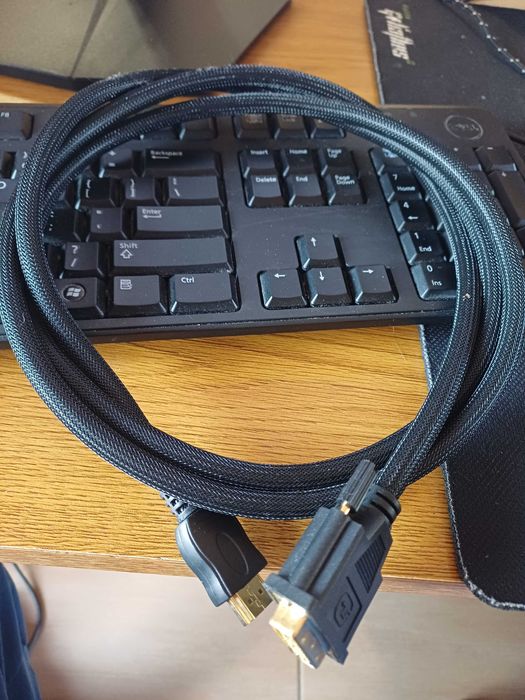 Cablu HDMI la DVI-D 1.5m braided textil negru premium–stare excelentă