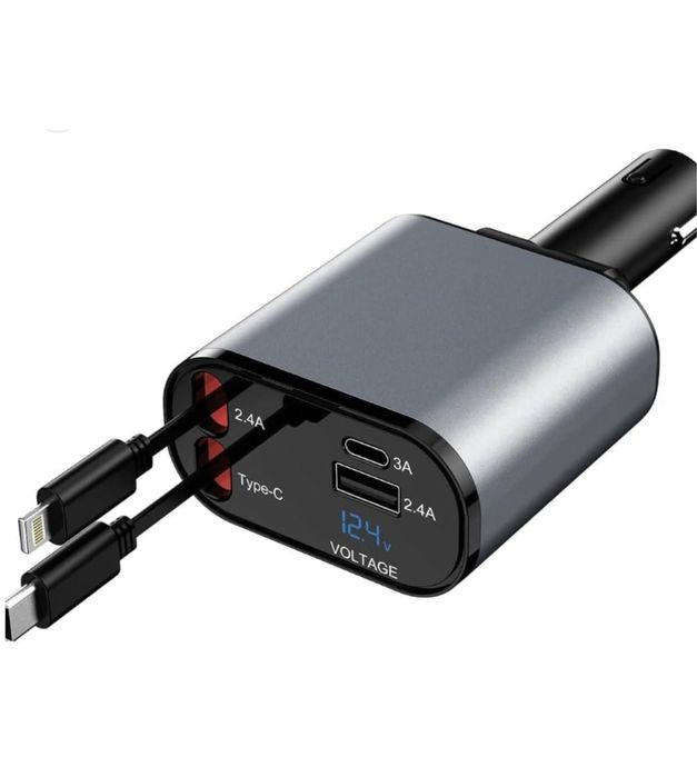 Incarcator Auto Super Fast Charger Cabluri Incluse 2 Intrari USB + C