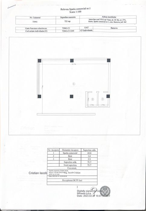 Vânzare spațiu comercial 75 mp2 Vișan, cu chirias. Investiție Imobiliară