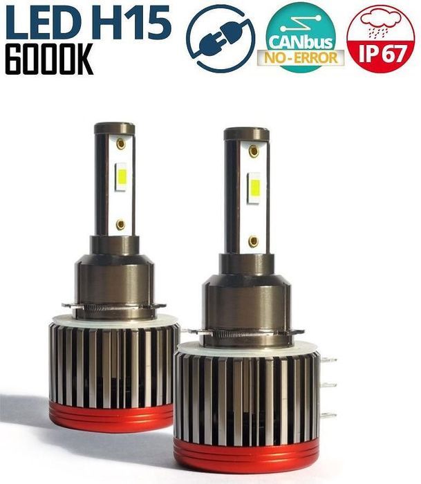 Комплект умалени мини лед led диодни крушки f2 h15 12v 24v 72w 10000lm