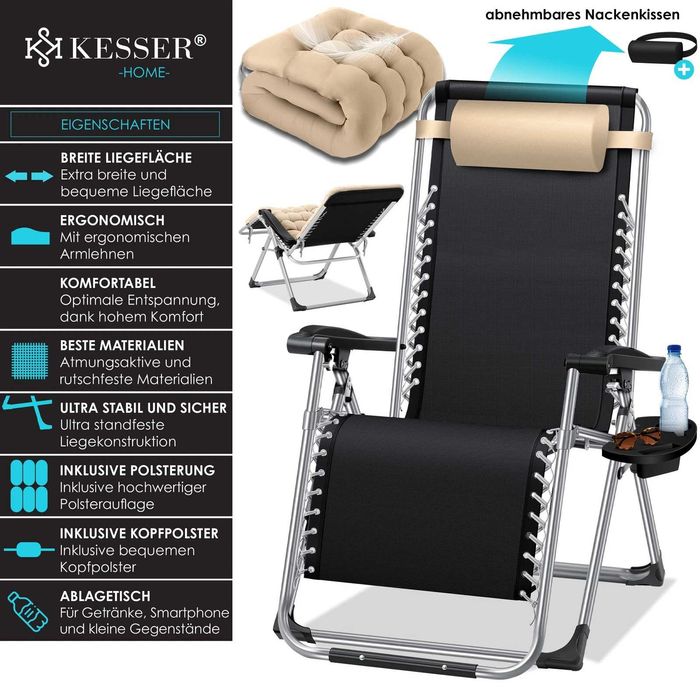 Градински сгъваем  шезлонг с регулируема облегалка - НОВ