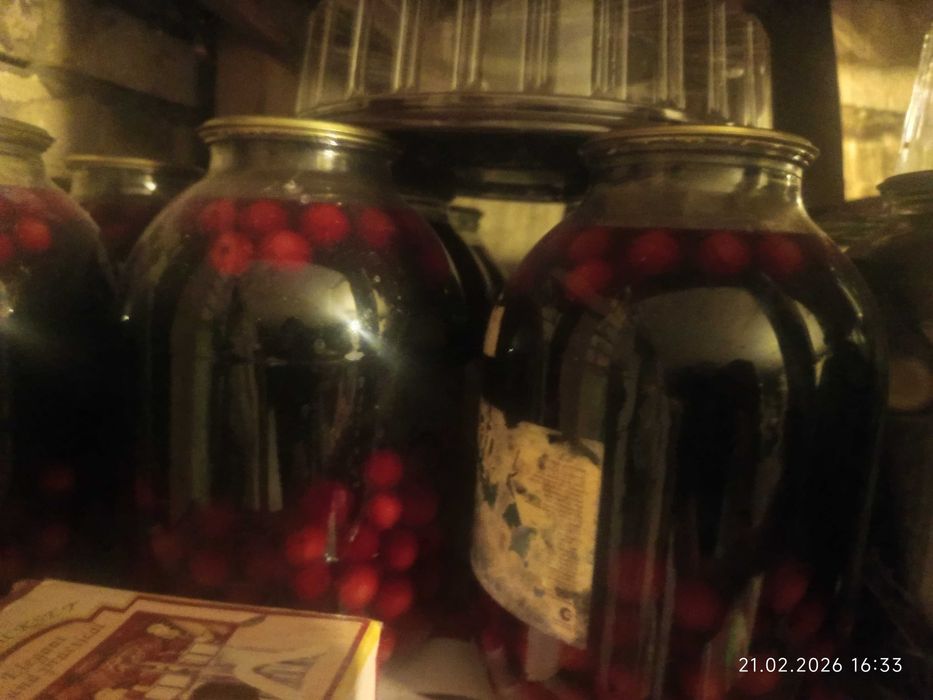 Соленные огурцы, вишни