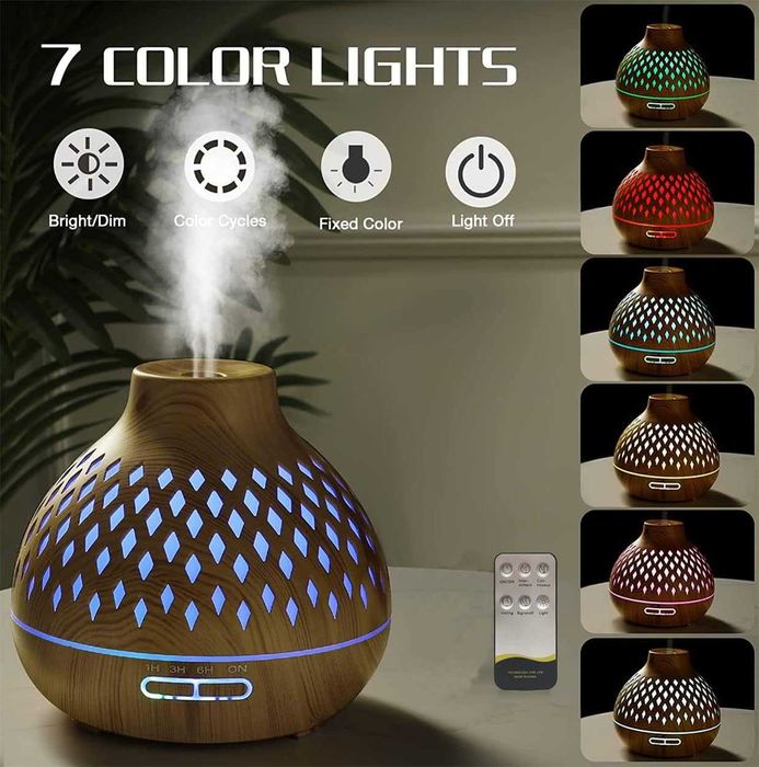 Junlic Aroma Diffuser 400 ml, ултразвуков овлажнител с осветление