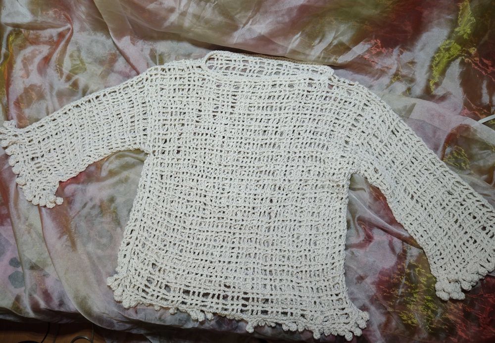 Bluza bumbac, croșetată manual