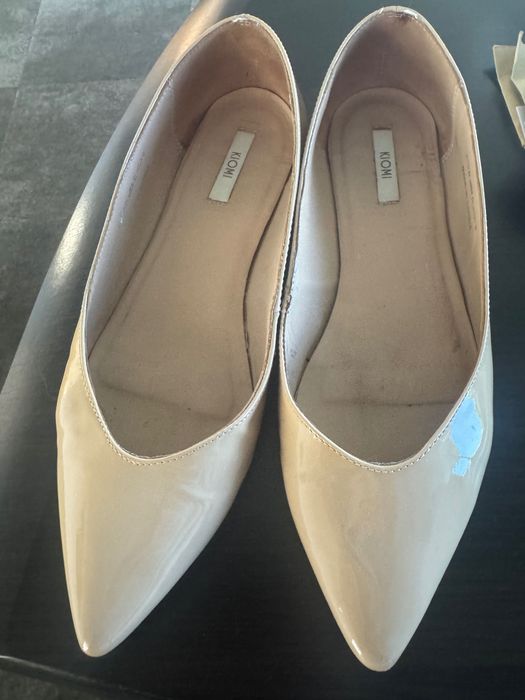 Balerini Kiomi, bej, piele naturală lăcuită, mărimea 40