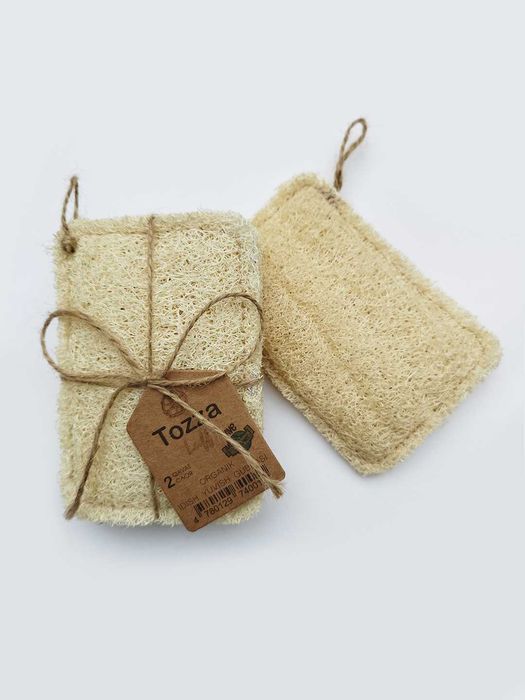 Organik o'simlik tolalaridan iborat bo'lgan idish yuvish gubkasi 2dona