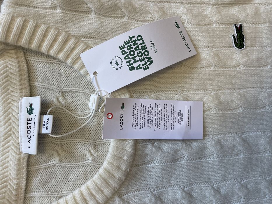 Pulover 100% lana pura Nou cu eticheta Lacoste 3XL