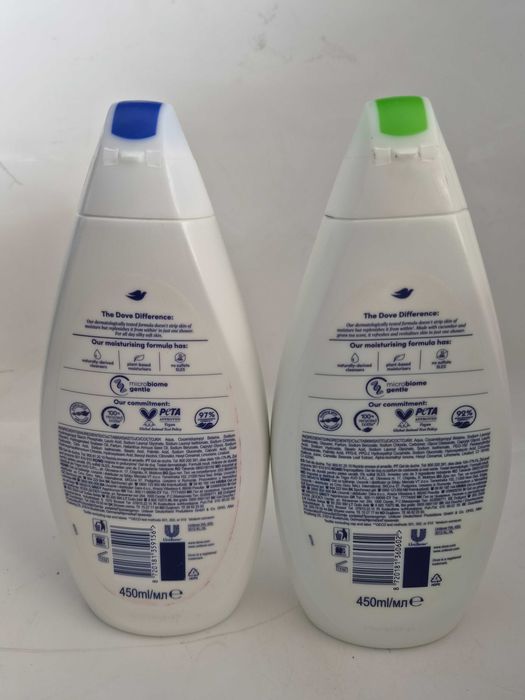 1 бр-4.99€ 2 бр-6.99€ Dove душ гел 450мл, 2 аромата  Description: