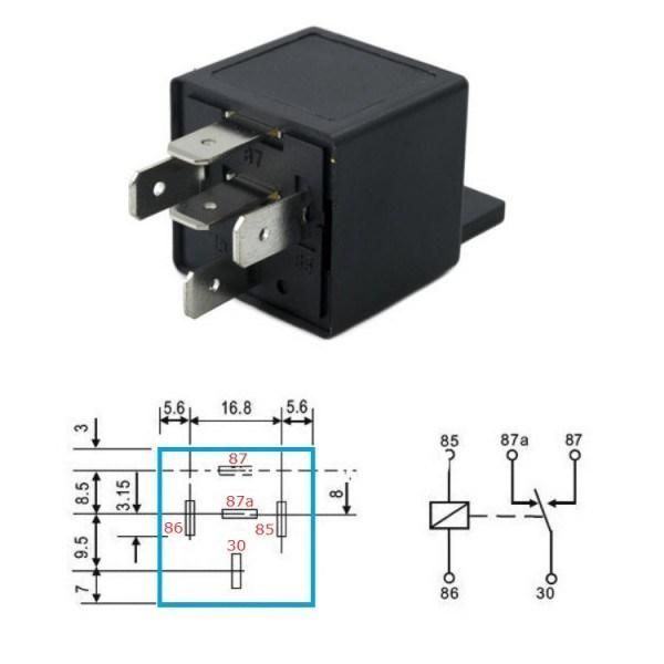 Реле 12V 30A 5 пина автомобилно