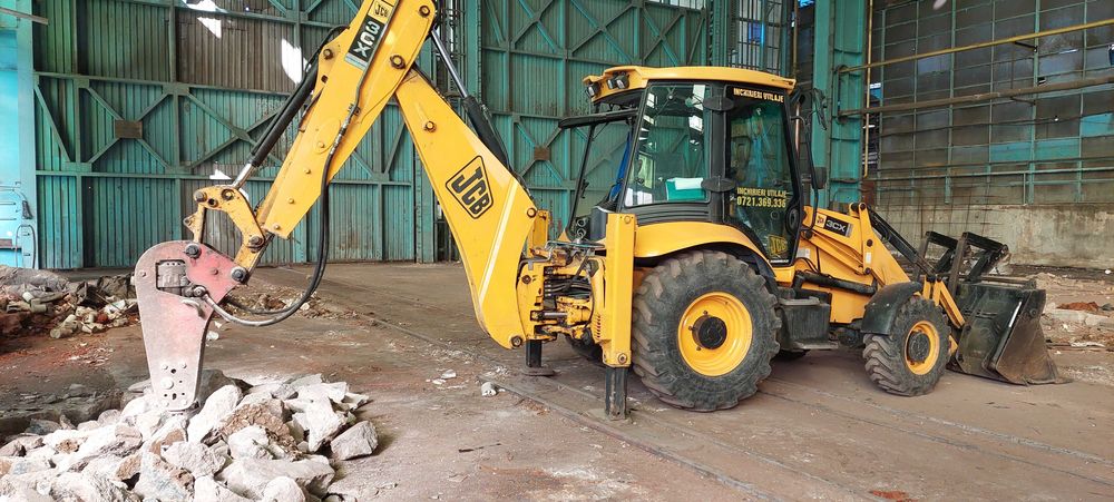 Ichiriere utilaje constructii buldoexcavator picon, excavator pe pneuri, excavator pe roti, excavatii, sapaturi fundatii case, sant canalizare, gard