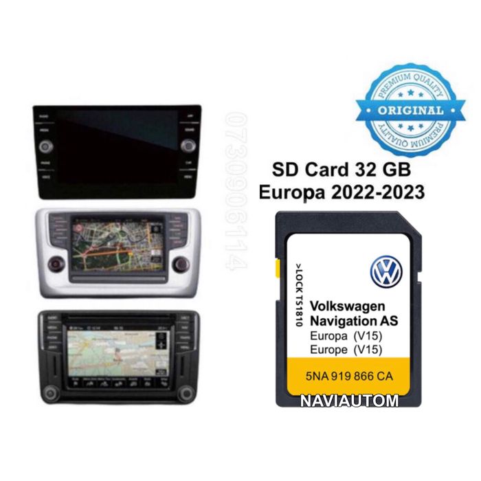 Card Original VW Discover MIB2 harta 2026 Passat B8 Tiguan