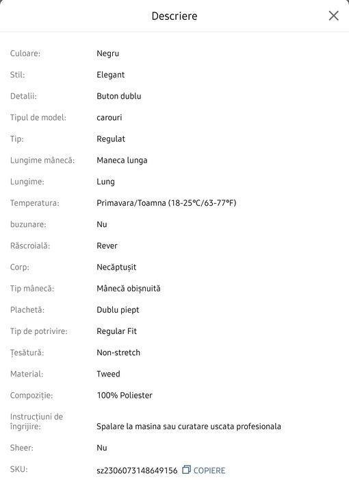 Vând Sacou Nou Sein mărimea L