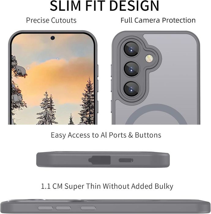 Матов magsafe кейс за samsung galaxy s26 - титаниево сив - със защита