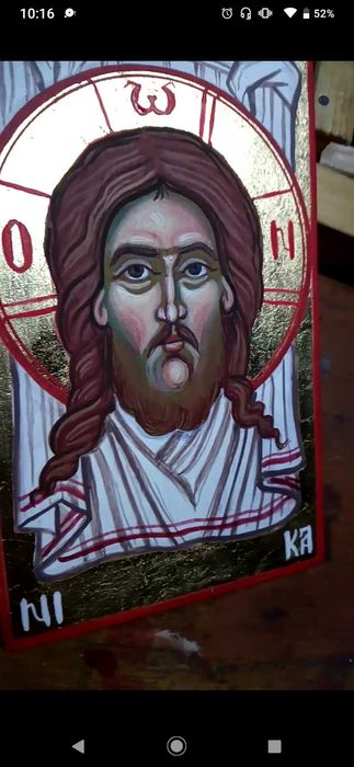 Sfânta Mahramă icoana pictata manual pe lemn A6 13cm/9 cm