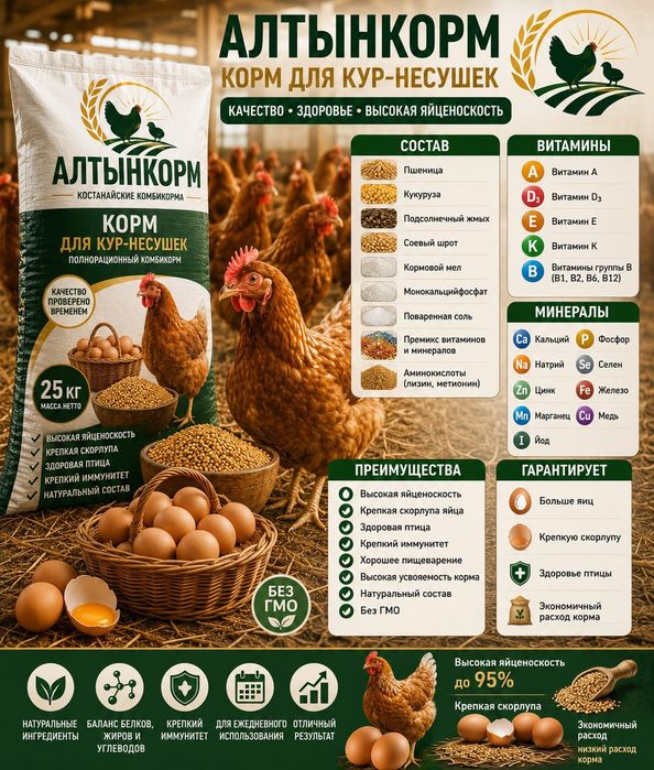 Комбикорм СТАРТ РОСТ ФИНИШ для КРС, птицы и рыбы