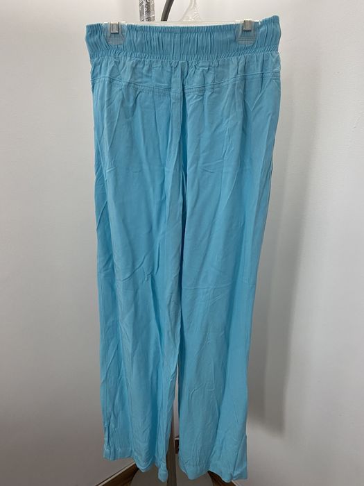 Супер мек лек син памучен широк панталон