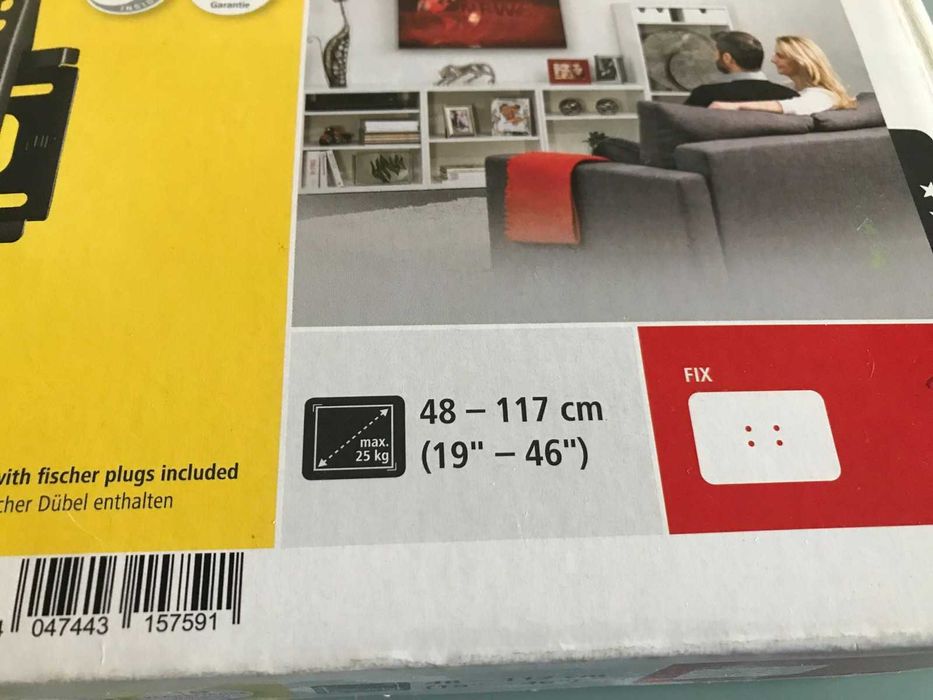 Стенна стойка за телевизор HAMA 19"-46", 25 кг, Черна