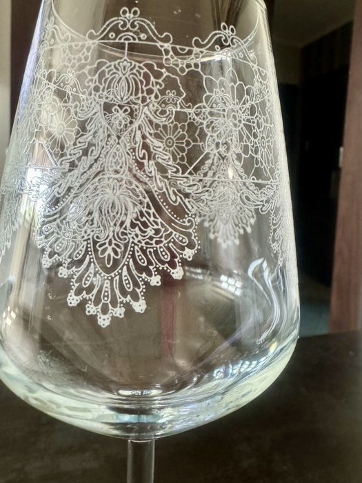 KARACA Комплект чаши за вино с инкрустации и сребриат кант