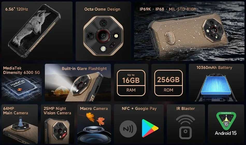 Ulefone Armor X16 Pro 5G 16GB RAM 256GB ROM с IP68 защита