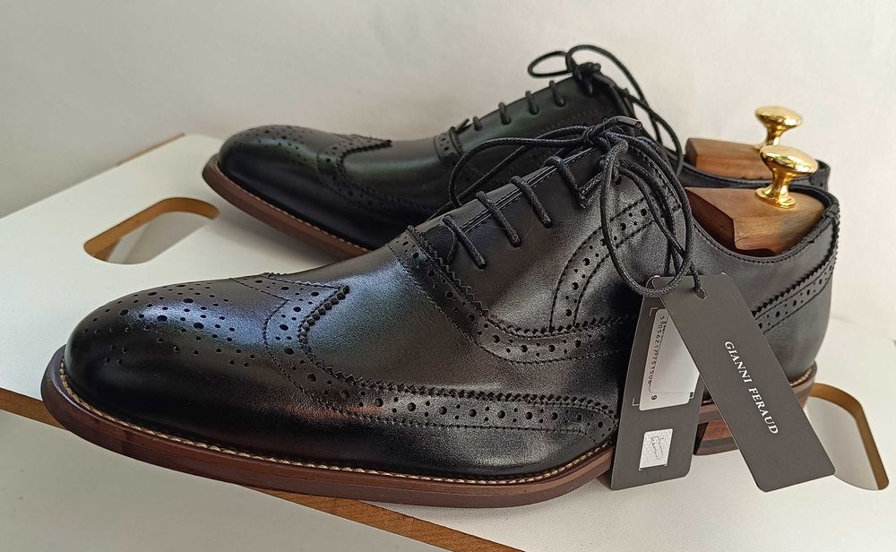 Pantofi oxford 46 de lux brogue Gianni Feraud NOI piele naturala moale